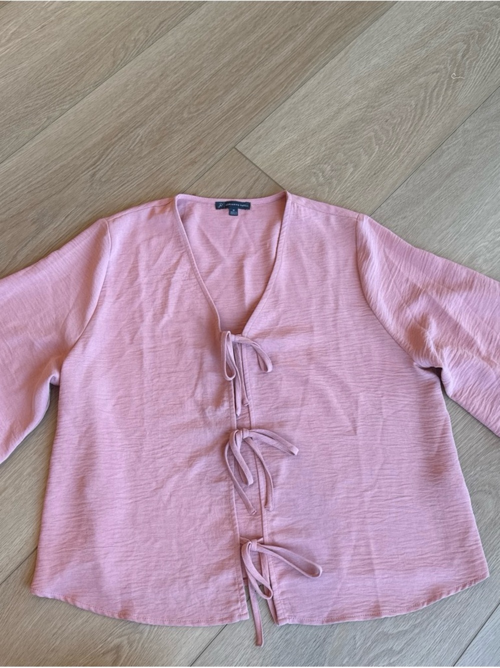 Adrianna Papell Pink Tie-Front V-Neck Blouse